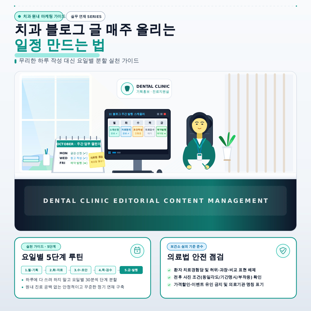 치과 블로그 글 매주 올리는 일정 만드는 법과 실천 가이드