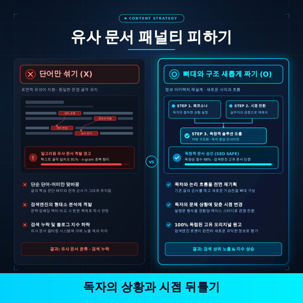 유사 문서 패널티를 피하는 원고 분해법