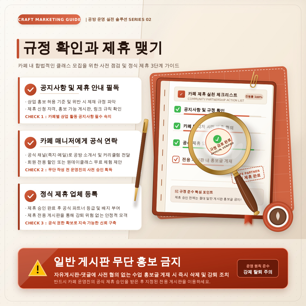 규정 확인과 제휴 맺기