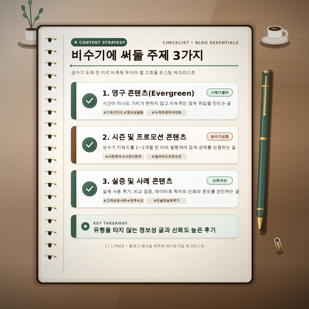 써둘 주제 세 가지