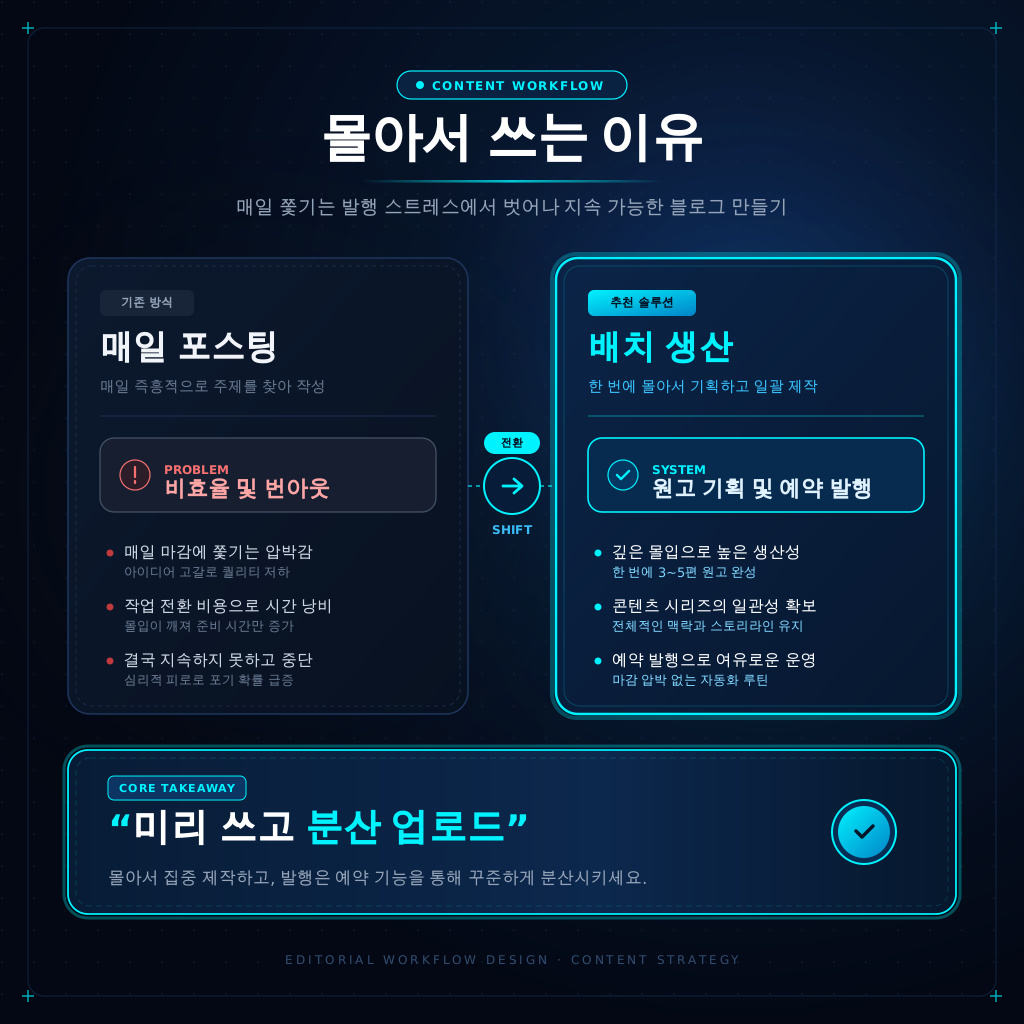 매일 쓰면 무너집니다.. 몰아서 쓰는 이유